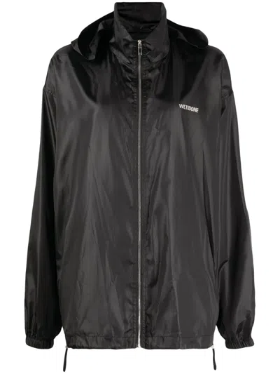 We11 Done Logo-print Hooded Jacket In 白色