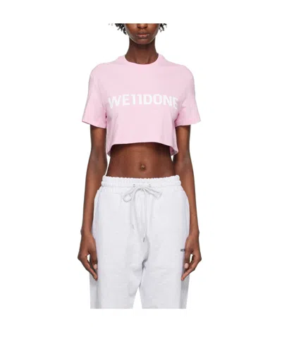 We11 Done Logo-print Jersey Cropped T-shirt In White