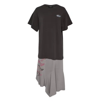 We11 Done Logo Print Layered Dress In Multi