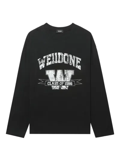 We11 Done Logo-print Long-sleeve T-shirt In Black