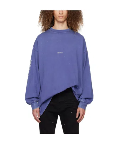 We11 Done Logo-print Long-sleeve T-shirt In Blue