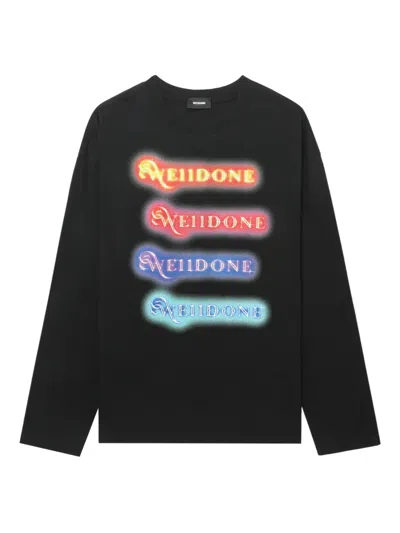 We11 Done Logo-print Long-sleeve Top In Black