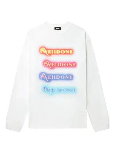 We11 Done Logo-print Long-sleeve Top In White