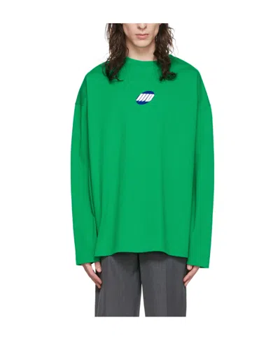 We11 Done Logo-print Long-sleeved T-shirt In Green