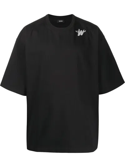 We11 Done Logo-print Oversized T-shirt In Schwarz