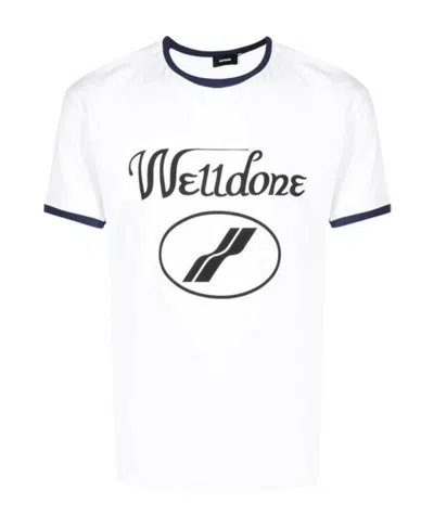 We11 Done Logo-print Ringer T-shirt In White