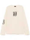 We11 Done Beige Letter Logo Print Long-sleeved T-shirt In Neutrals