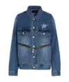 We11 Done Logo-print Zip-detail Denim Jacket In Blue