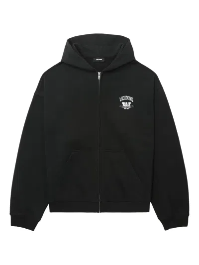 We11 Done Logo-print Zip-up Hoodie In Black