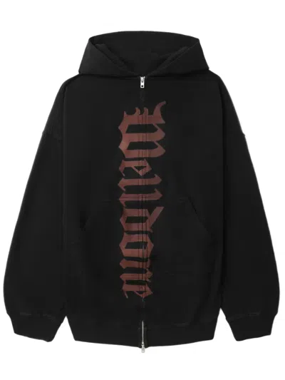 We11 Done Logo-print Zipped Hoodie In Black