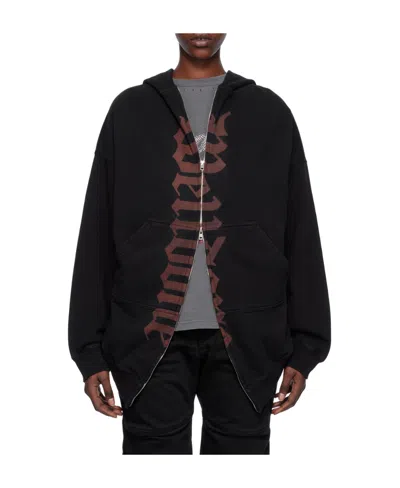 We11 Done Logo-print Zipped Hoodie In Black