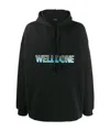 We11 Done Logo-printed Hooded Sweatshirt In Black
