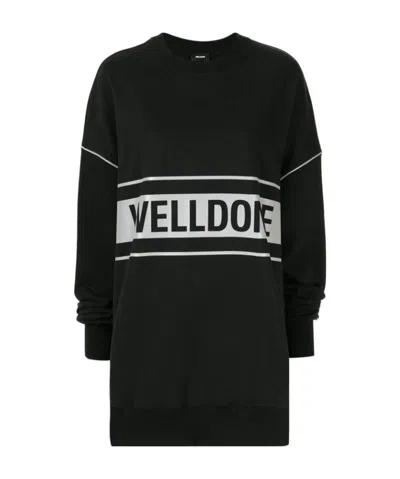 We11 Done Logo Round Neck Sweater In Black