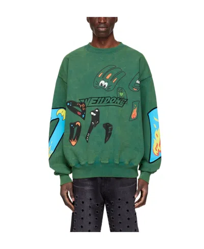 We11 Done Logo Round-necked Sweater In Green