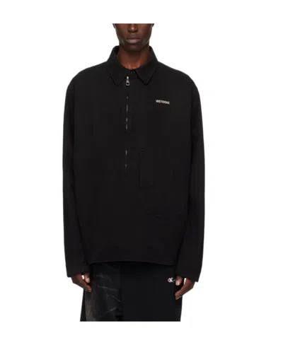 WE11 DONE LOGO SEMI-ZIPPED SHIRT