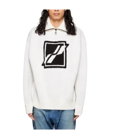 We11 Done Logo Semi-zipper Sweater In White
