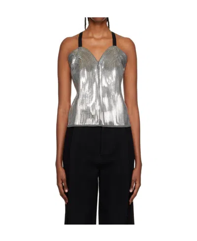 We11 Done Logo Sequined Sling Vest In Black