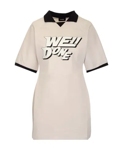 We11 Done Logo Short-sleeved Mini Dress In White