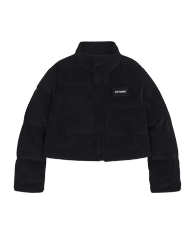 We11 Done Logo Stand-neck Down Jacket In Black