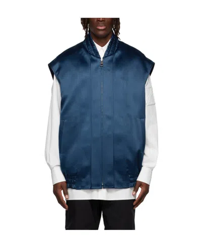 We11 Done Logo Vest In Blue
