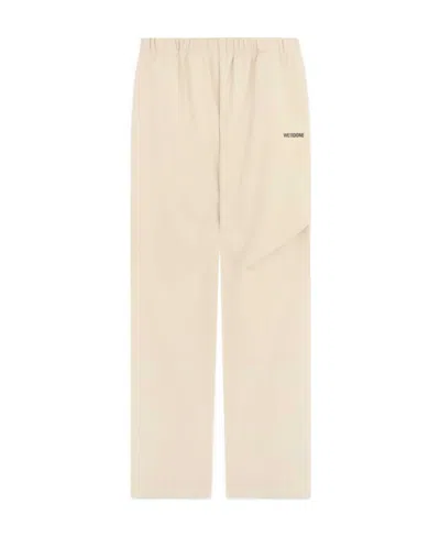 We11 Done Logo Wide-legged Sports Pants In Nude