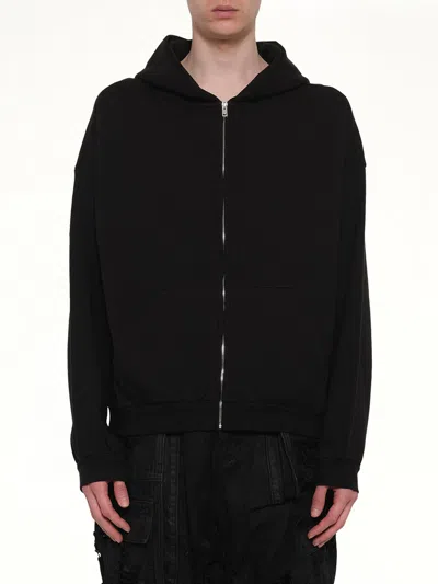 We11 Done Logo Zip-up Hoodie In Black