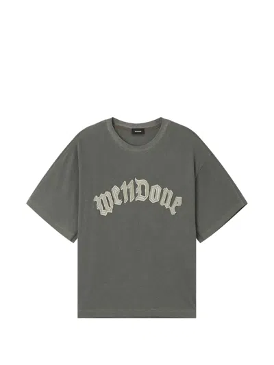 We11 Done Logo-appliqué Patch-detail T-shirt In Gray