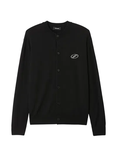 We11 Done Logo-embellished Cardigan In Black