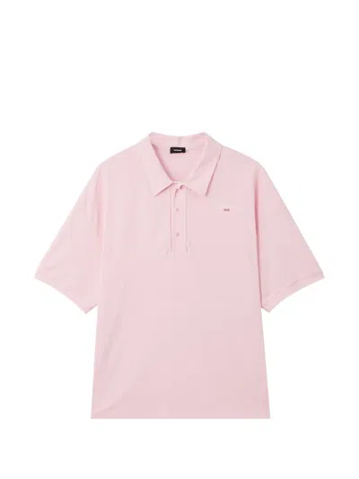 We11 Done Logo-embroidered Oversized Polo Shirt In Pink