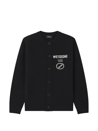 We11 Done Logo-intarsia Cardigan In Black