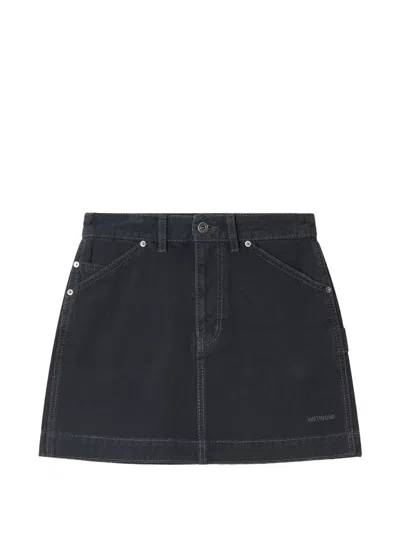 We11 Done Logo-patch Mini Skirt In Black