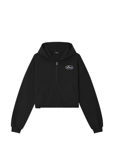 We11 Done Logo-patch Zip-up Hoodie In Black
