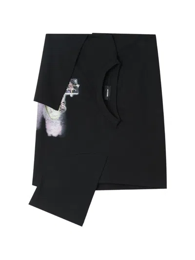 We11 Done Logo-print Asymmetric Skirt In Black