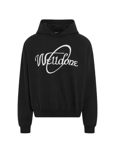 We11 Done Logo-print Dropped-shoulder Hoodie In Black