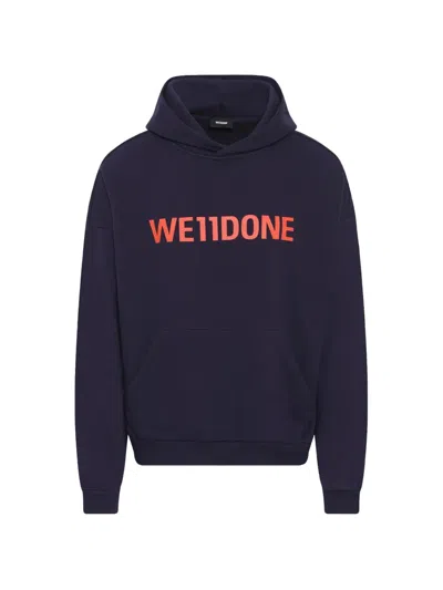 We11 Done Logo-print Hoodie In Blue