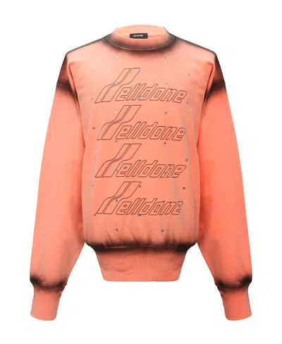 We11 Done Logo-print Long-sleeve Sweatshirt In Orange