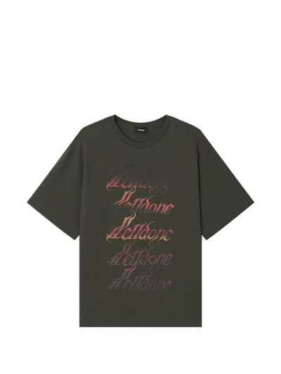 We11 Done Logo-print Rhinestone-embellished T-shirt In Green