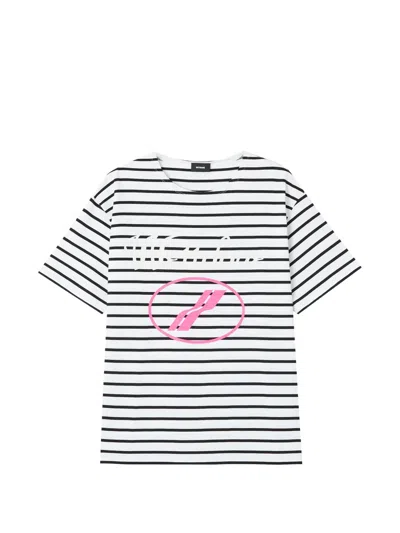 We11 Done Logo-print Striped T-shirt In Black