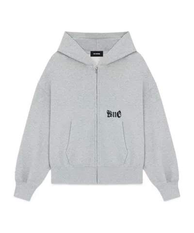 We11 Done Logozip-up Hoodie In Gray