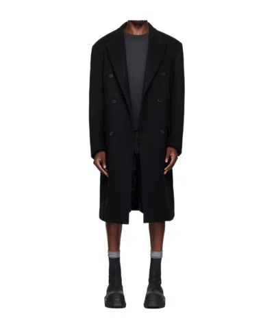 We11 Done Long Sleeve Coat In Black