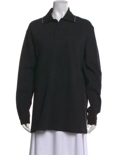 Pre-owned We11 Done Long Sleeve Polo In Black