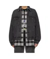 We11 Done Long-sleeved Denim Coat In Black