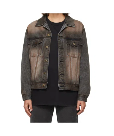 We11 Done Long-sleeved Denim Jacket In Black