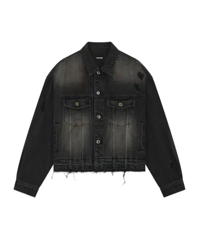 We11 Done Long-sleeved Denim Jacket In Black