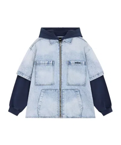 We11 Done Long-sleeved Denim Jacket In Blue