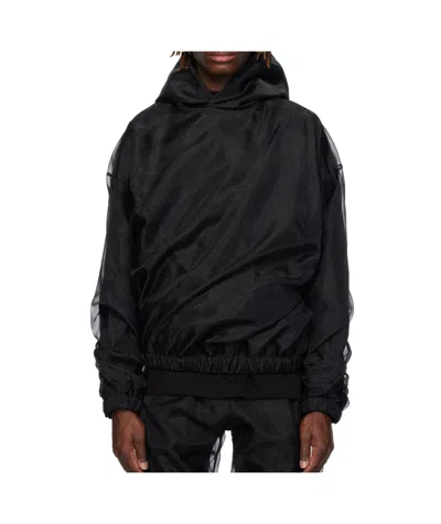 We11 Done Long-sleeved Hooded Sweatshirt In Black