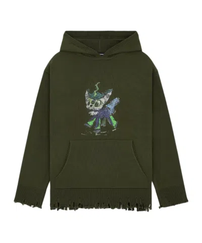 We11 Done Long-sleeved Hooded Sweatshirt In Green