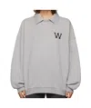 We11 Done Cotton Polo Sweatshirt With Signature Logo In Gray