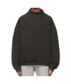 We11 Done High Collar Cotton Sweatshirt With Dropped Shoulders In Black