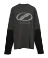 We11 Done Gray Pearl Logo Long-sleeved T-shirt In Gray
